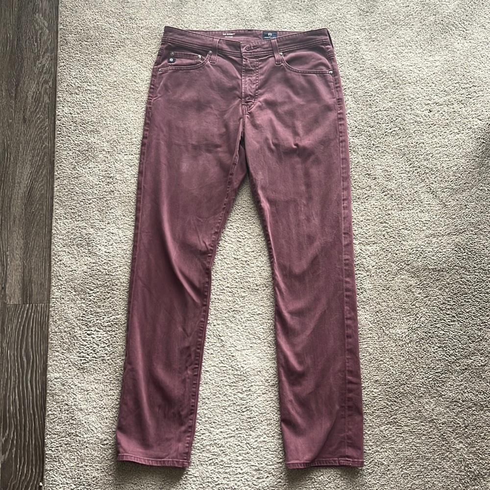 AG Adriano Goldschmied Jeans The Everett slim straight burgundy pants 32x32